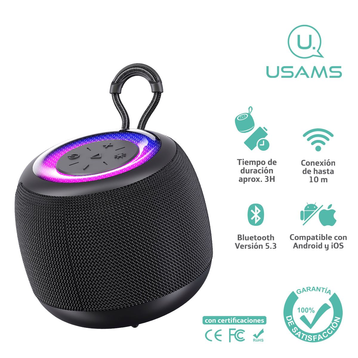 Parlante portátil Inalámbrico USAMS  BT5.3 Negro YX014